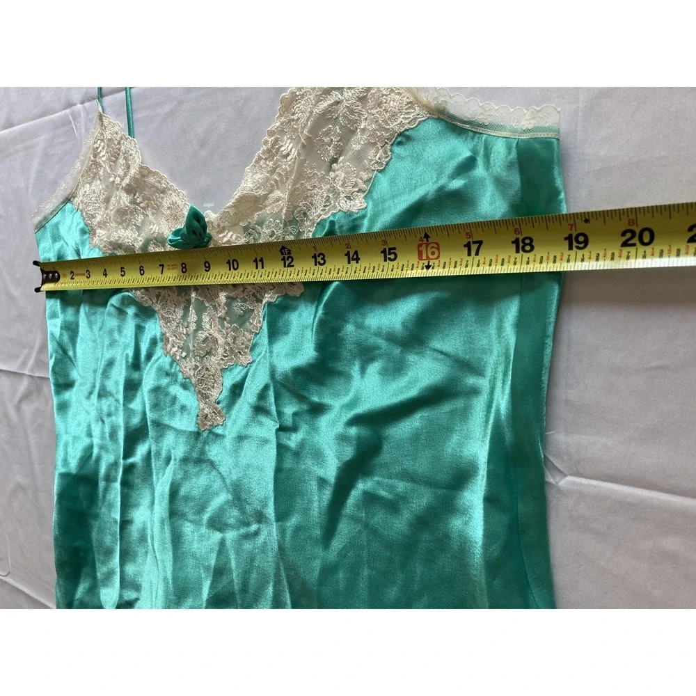 Vtg Victorias Secret Nightie Women L Satin Lace Gold Label Ruffle Hem Babydoll